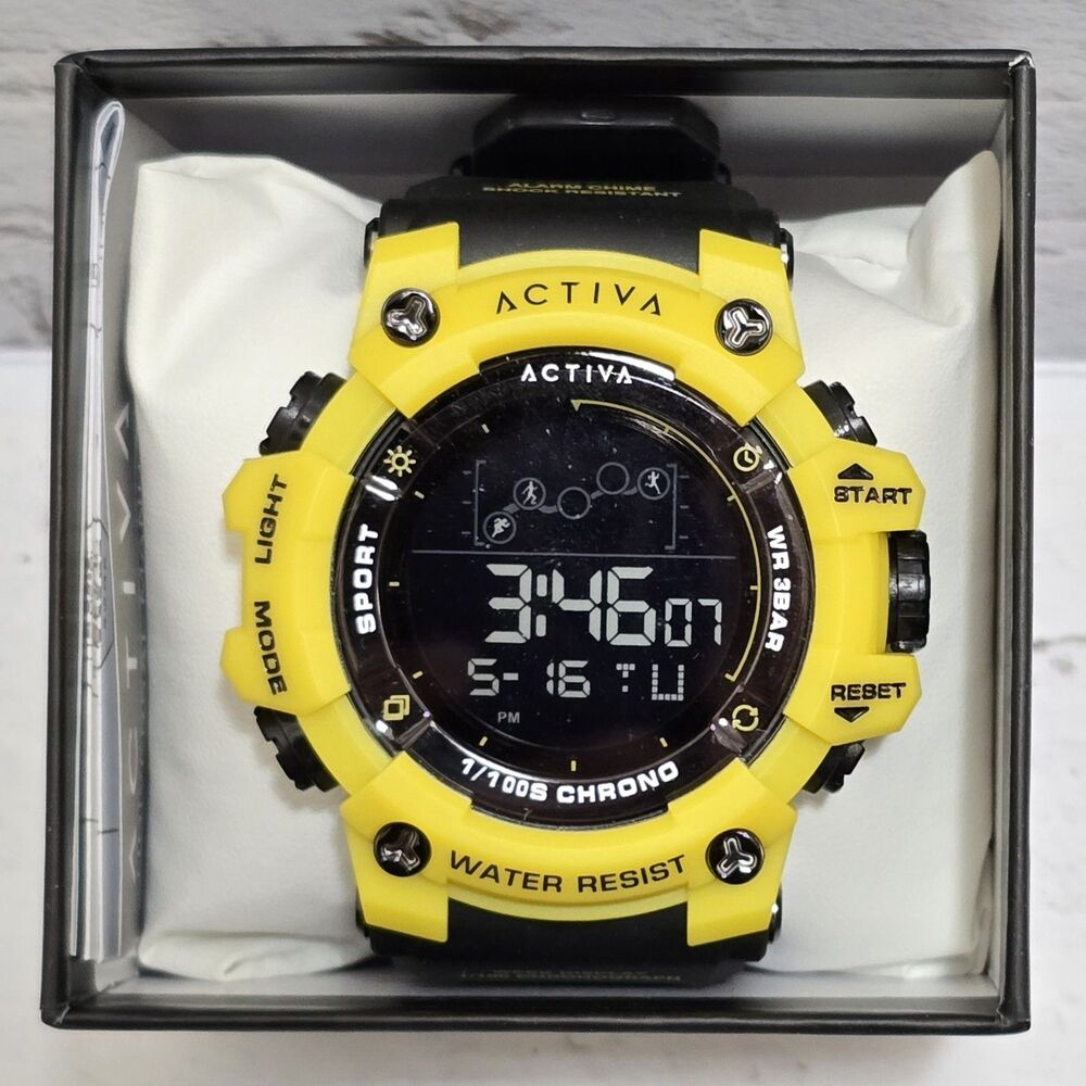 Activa X Invicta Digital Unisex Watch 50mm Black Yellow ACW8082-014 Brand New